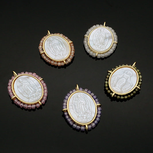 Newest Wholesale Custom Jewelry Various Color Shell Charm Pendant Gold Plated Natural Stone Shell Necklace Pendant