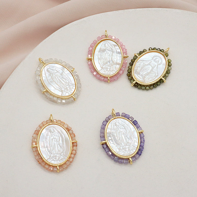 Newest Wholesale Custom Jewelry Various Color Shell Charm Pendant Gold Plated Natural Stone Shell Necklace Pendant