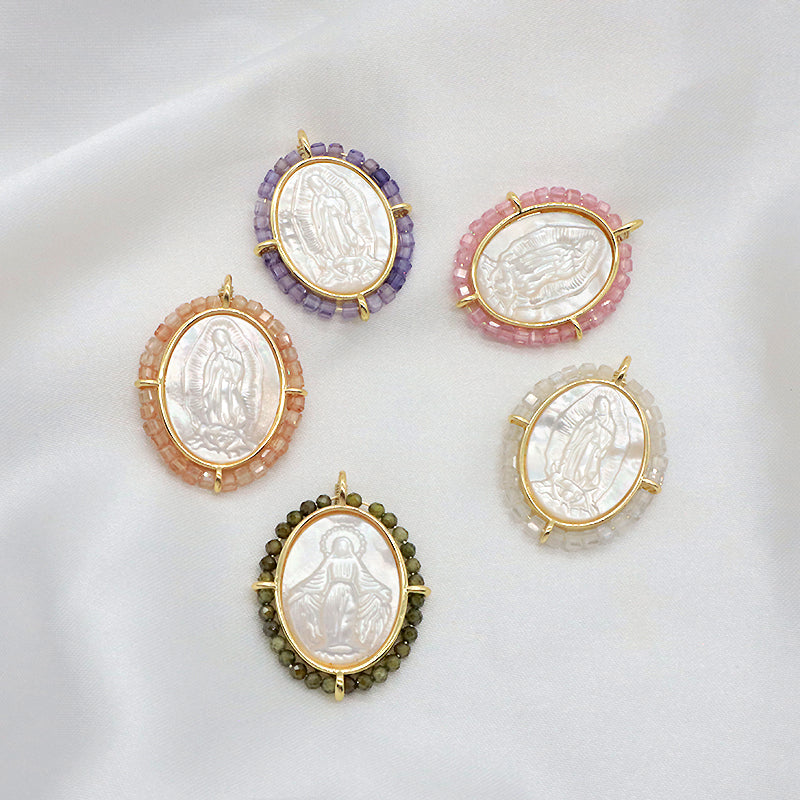 Newest Wholesale Custom Jewelry Various Color Shell Charm Pendant Gold Plated Natural Stone Shell Necklace Pendant