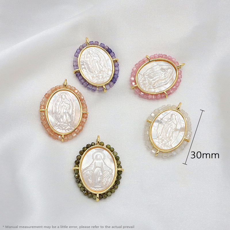 Newest Wholesale Custom Jewelry Various Color Shell Charm Pendant Gold Plated Natural Stone Shell Necklace Pendant