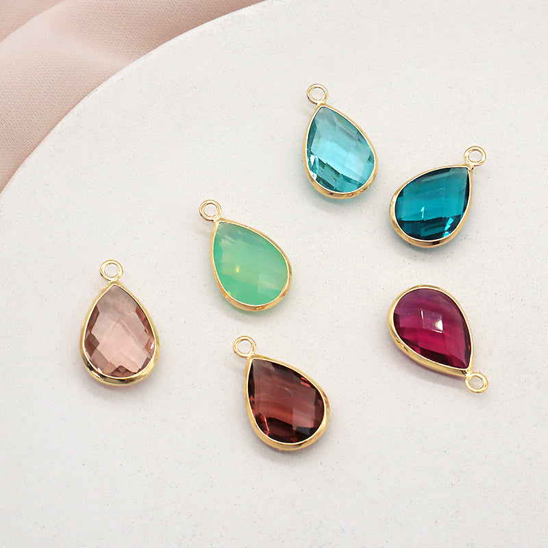 Wholesale Newest Custom Manufacture Factory Charm Women CZ Gold Plated Waterdrop Glass Crystal Pendant For Jewelry Accessories