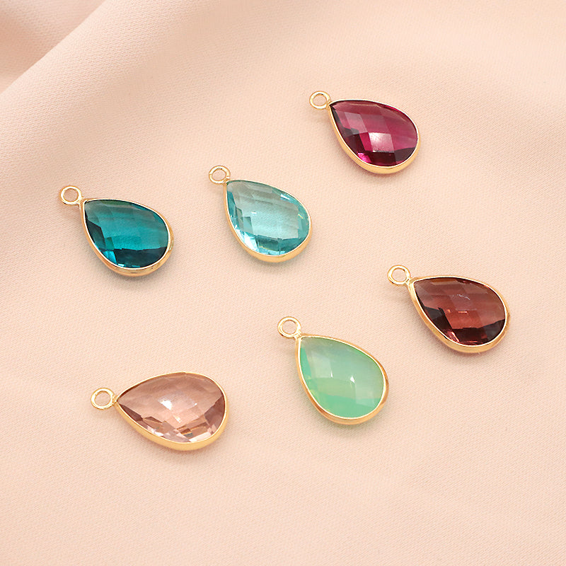 Wholesale Newest Custom Manufacture Factory Charm Women CZ Gold Plated Waterdrop Glass Crystal Pendant For Jewelry Accessories