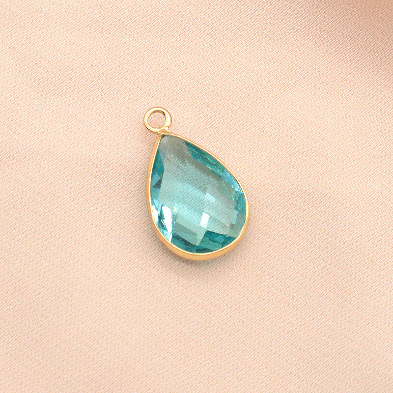 Wholesale Newest Custom Manufacture Factory Charm Women CZ Gold Plated Waterdrop Glass Crystal Pendant For Jewelry Accessories