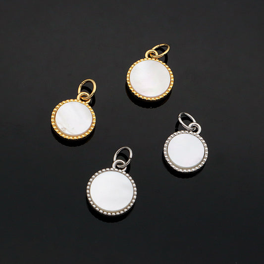 Wholesale Various Newest Custom Jewelry Shell Charm Pendant Jewelry Gold Plated Natural Round Shell Pendant For Jewelry Accessories