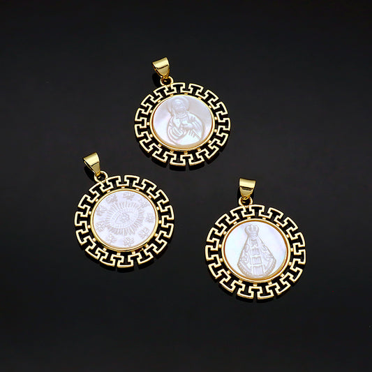 Shell Charm Pendant Jewelry Factory Custom Patterned Edges Pendant Gold Plated Natural Shell Necklace Pendant