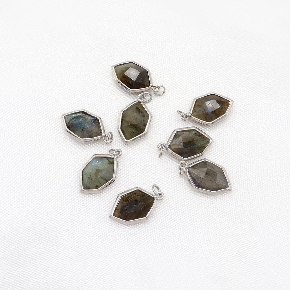 Newest Wholesale Custom Jewelry Charm Pendant Rhodium Plated Natural Stone Necklace Pendant