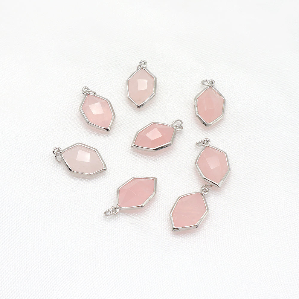 Newest Wholesale Custom Jewelry Charm Pendant Rhodium Plated Natural Stone Necklace Pendant