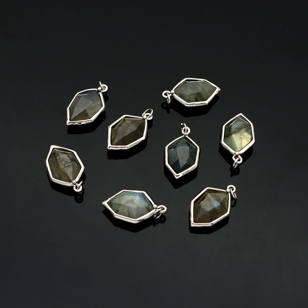 Newest Wholesale Custom Jewelry Charm Pendant Rhodium Plated Natural Stone Necklace Pendant