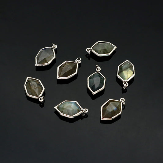 Newest Wholesale Custom Jewelry Charm Pendant Rhodium Plated Natural Stone Necklace Pendant