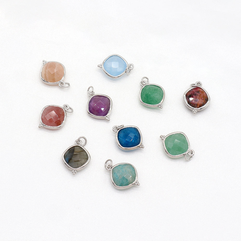 Newest Wholesale Custom Jewelry Charm Pendant Rhodium Plated Natural Stone Necklace Pendant