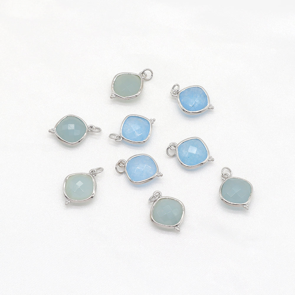 Newest Wholesale Custom Jewelry Charm Pendant Rhodium Plated Natural Stone Necklace Pendant