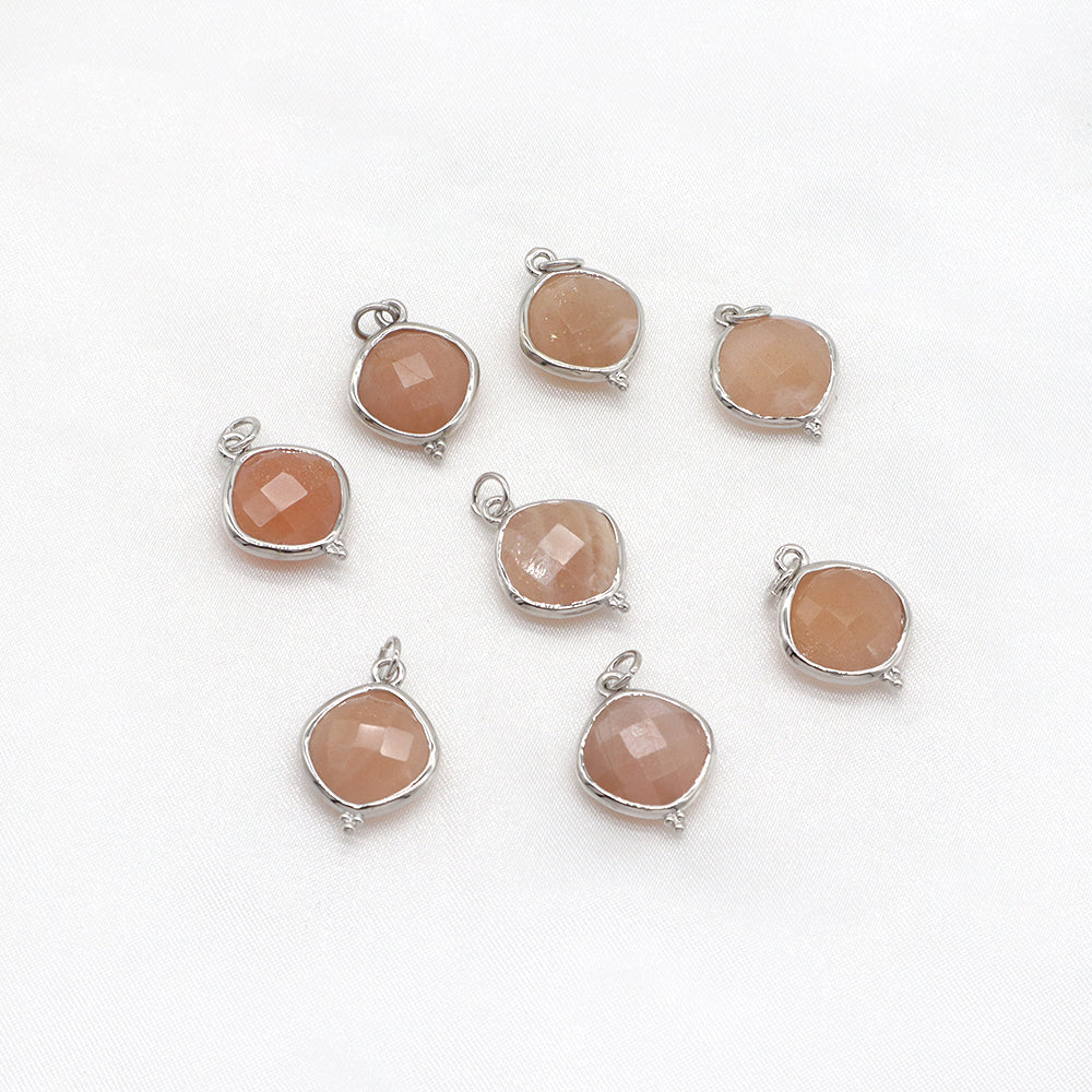 Newest Wholesale Custom Jewelry Charm Pendant Rhodium Plated Natural Stone Necklace Pendant