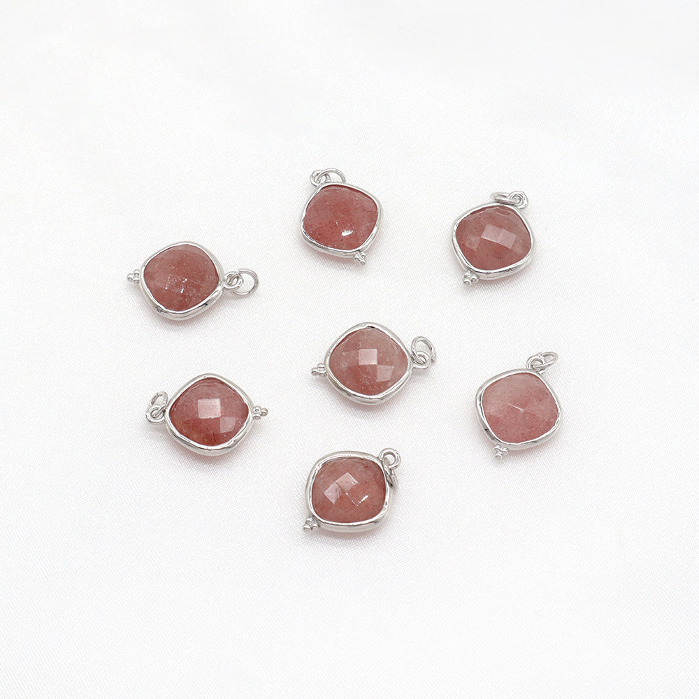 Newest Wholesale Custom Jewelry Charm Pendant Rhodium Plated Natural Stone Necklace Pendant