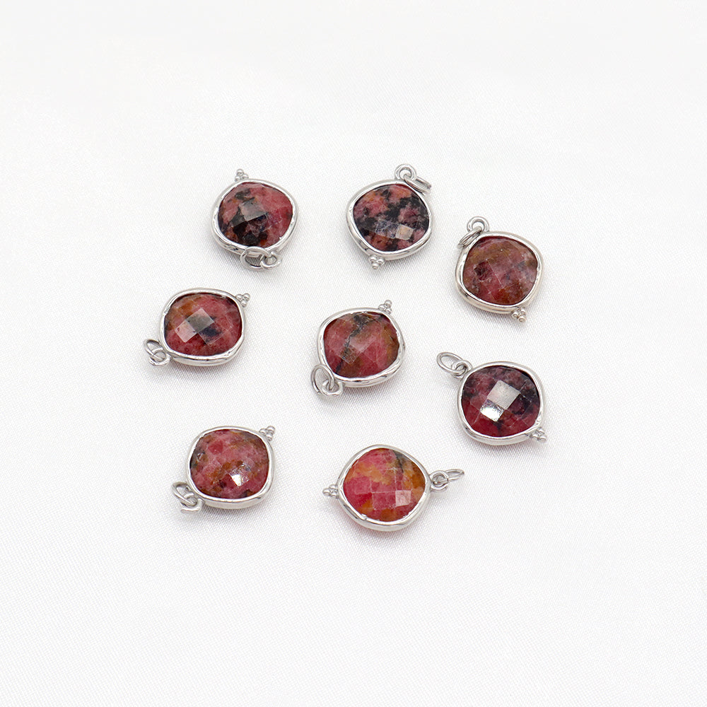 Newest Wholesale Custom Jewelry Charm Pendant Rhodium Plated Natural Stone Necklace Pendant