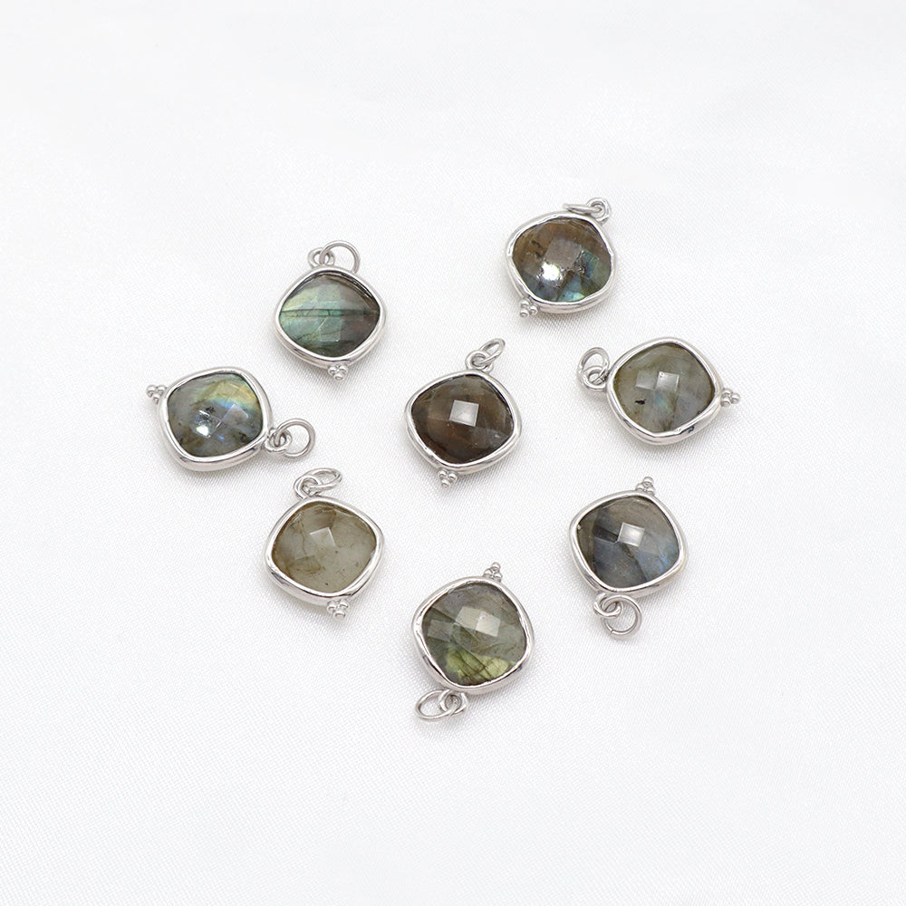 Newest Wholesale Custom Jewelry Charm Pendant Rhodium Plated Natural Stone Necklace Pendant