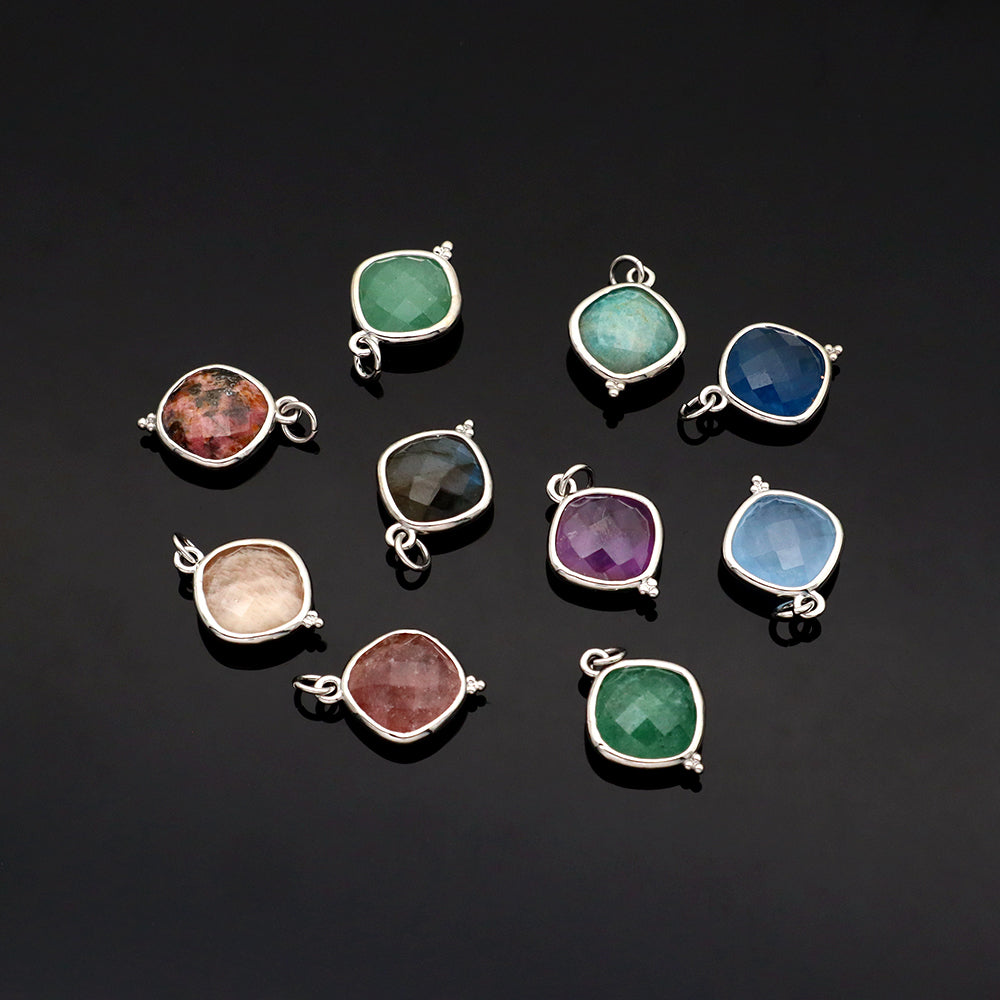 Newest Wholesale Custom Jewelry Charm Pendant Rhodium Plated Natural Stone Necklace Pendant