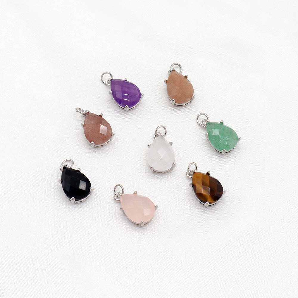 Newest Wholesale Custom Jewelry Charm Pendant Rhodium Plated Natural Stone Necklace Pendant