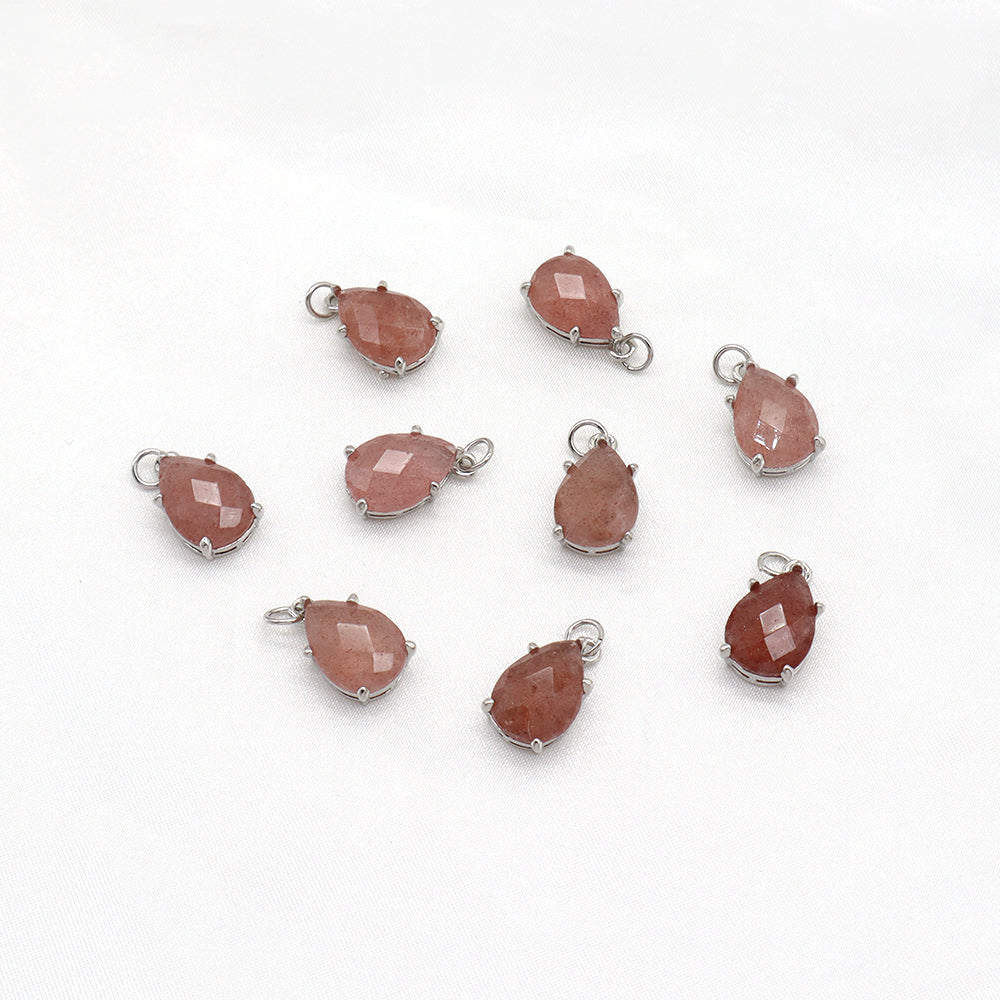 Newest Wholesale Custom Jewelry Charm Pendant Rhodium Plated Natural Stone Necklace Pendant