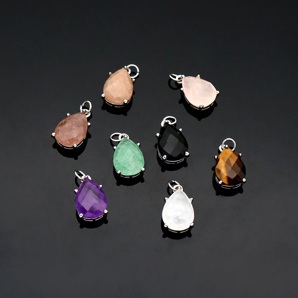 Newest Wholesale Custom Jewelry Charm Pendant Rhodium Plated Natural Stone Necklace Pendant
