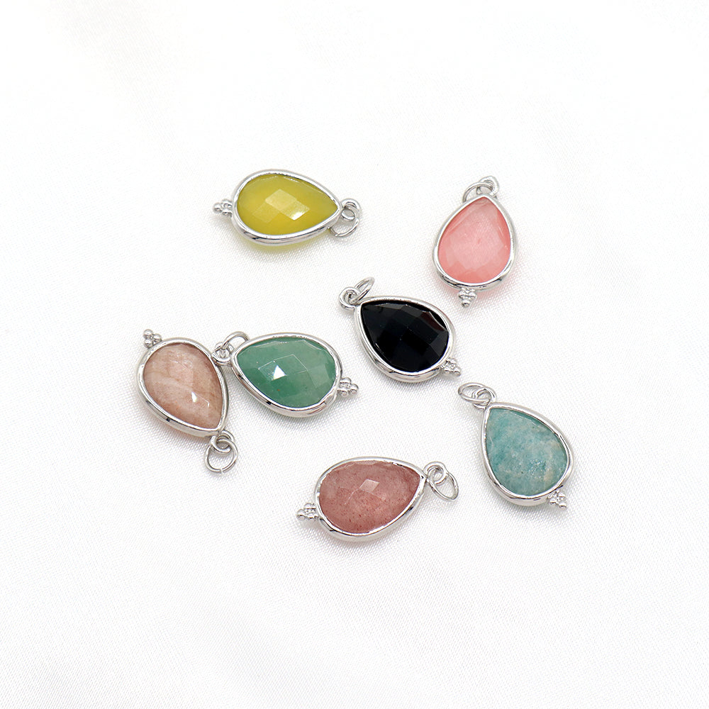 Newest Wholesale Custom Jewelry Charm Pendant Rhodium Plated Natural Stone Necklace Pendant