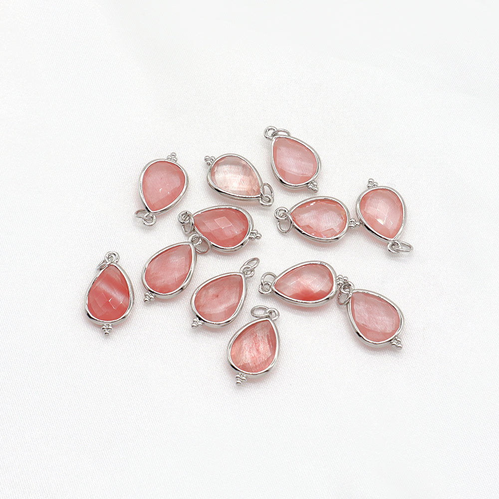 Newest Wholesale Custom Jewelry Charm Pendant Rhodium Plated Natural Stone Necklace Pendant