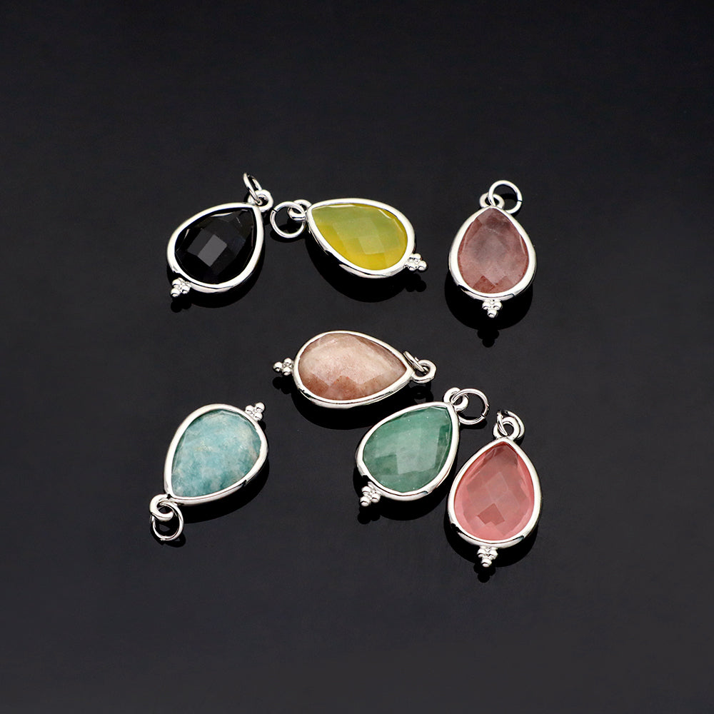 Newest Wholesale Custom Jewelry Charm Pendant Rhodium Plated Natural Stone Necklace Pendant