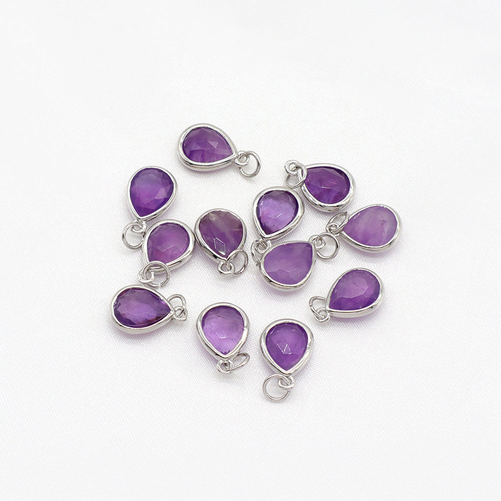 Newest Wholesale Custom Jewelry Charm Pendant Rhodium Plated Natural Stone Necklace Pendant