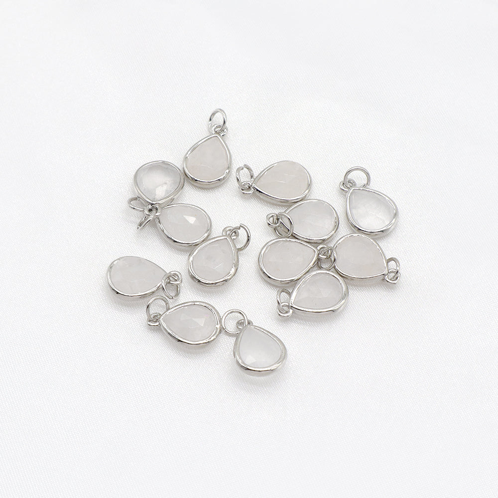 Newest Wholesale Custom Jewelry Charm Pendant Rhodium Plated Natural Stone Necklace Pendant