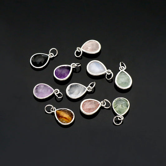 Newest Wholesale Custom Jewelry Charm Pendant Rhodium Plated Natural Stone Necklace Pendant