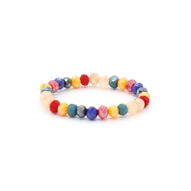 Various Color Wholesale Custom OEM Fashion Manufacture Factory Jewelry 3mm Handmade Stretch Glass Cyrstal Beaded Ring For Women