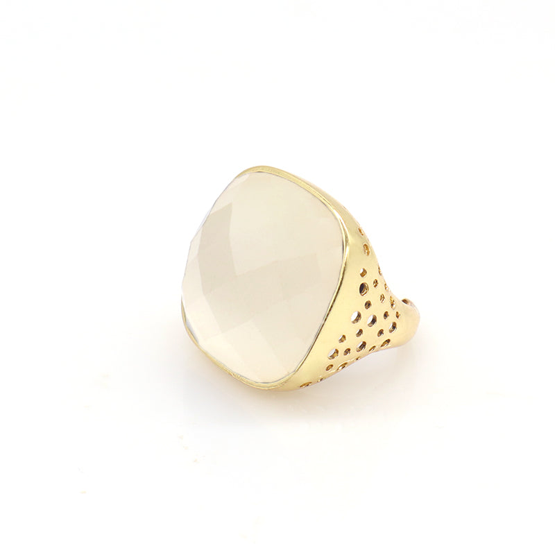 Newest Custom Wholesale Fashion Colorful Adjustable Opening Finger Ring Gold Plated Gemstone Natural Stone Ring For Women Gift