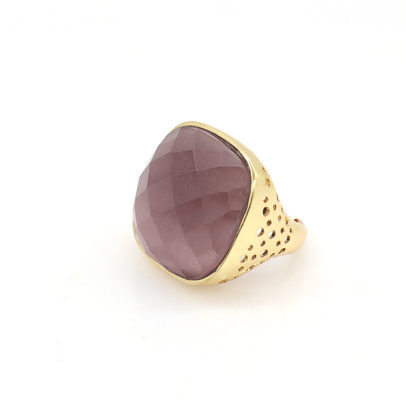 Newest Custom Wholesale Fashion Colorful Adjustable Opening Finger Ring Gold Plated Gemstone Natural Stone Ring For Women Gift