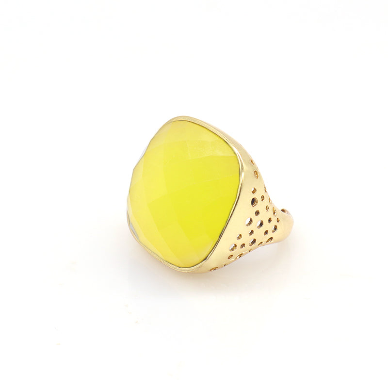 Newest Custom Wholesale Fashion Colorful Adjustable Opening Finger Ring Gold Plated Gemstone Natural Stone Ring For Women Gift