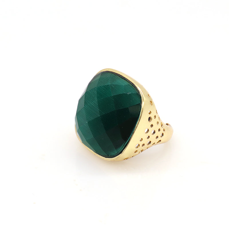 Newest Custom Wholesale Fashion Colorful Adjustable Opening Finger Ring Gold Plated Gemstone Natural Stone Ring For Women Gift