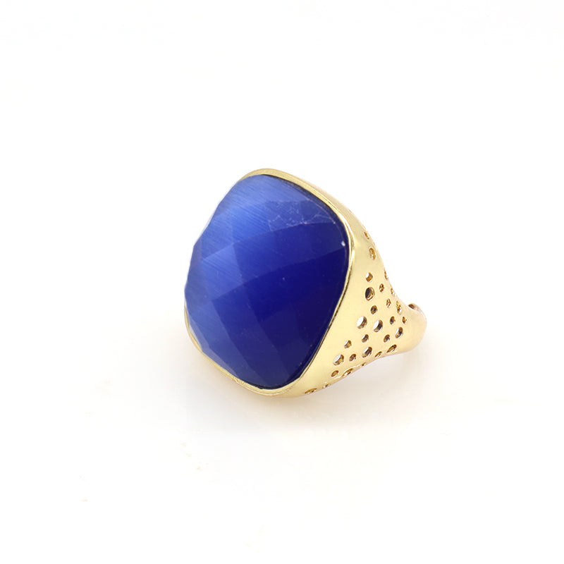 Newest Custom Wholesale Fashion Colorful Adjustable Opening Finger Ring Gold Plated Gemstone Natural Stone Ring For Women Gift