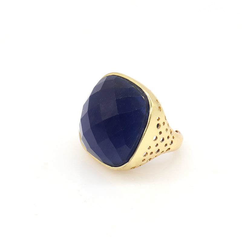 Newest Custom Wholesale Fashion Colorful Adjustable Opening Finger Ring Gold Plated Gemstone Natural Stone Ring For Women Gift