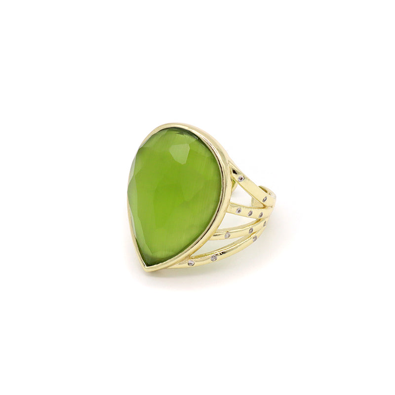 Wholesale Custom Fashion Colorful Finger Ring Jewelry Gift Women Adjustable Gold Plated Opening Gemstone Natural Real Stone Ring