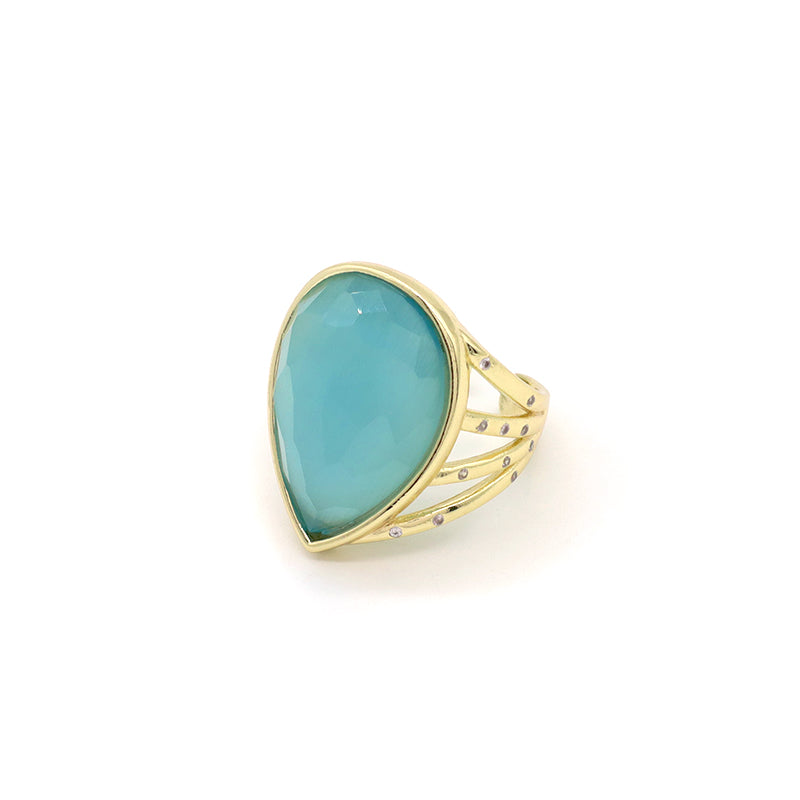 Wholesale Custom Fashion Colorful Finger Ring Jewelry Gift Women Adjustable Gold Plated Opening Gemstone Natural Real Stone Ring