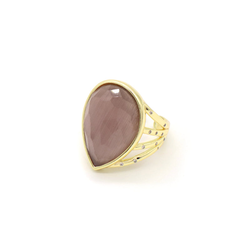 Wholesale Custom Fashion Colorful Finger Ring Jewelry Gift Women Adjustable Gold Plated Opening Gemstone Natural Real Stone Ring