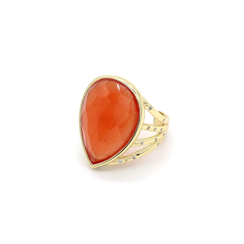 Wholesale Custom Fashion Colorful Finger Ring Jewelry Gift Women Adjustable Gold Plated Opening Gemstone Natural Real Stone Ring