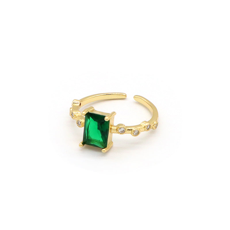Adjustable Opening Finger Ring Wholesale Customized Jewelry Gold Plated Red Blue Green Glass Crystal Ring For Women Gift
