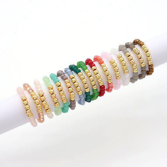 OEM Customized Handmade Colorful Beaded Finger Ring Glass Crystal Beaded Elastic Ring