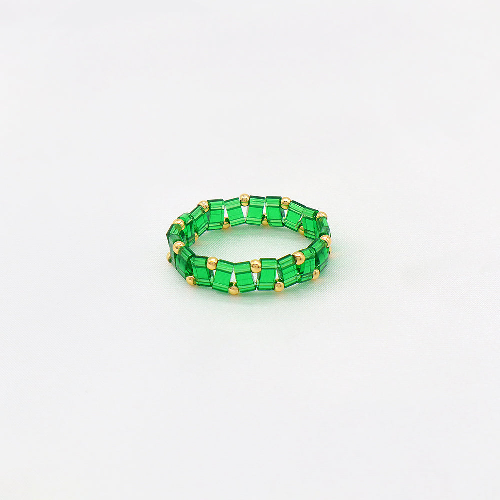 Handmade Customizable Colorful Flat Tila Beads Miyuki Beads Elastic Rings