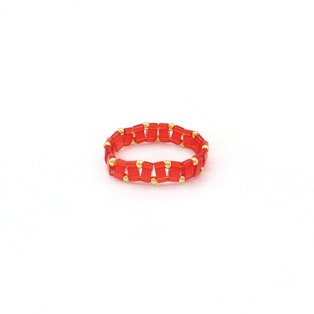 Handmade Customizable Colorful Flat Tila Beads Miyuki Beads Elastic Rings