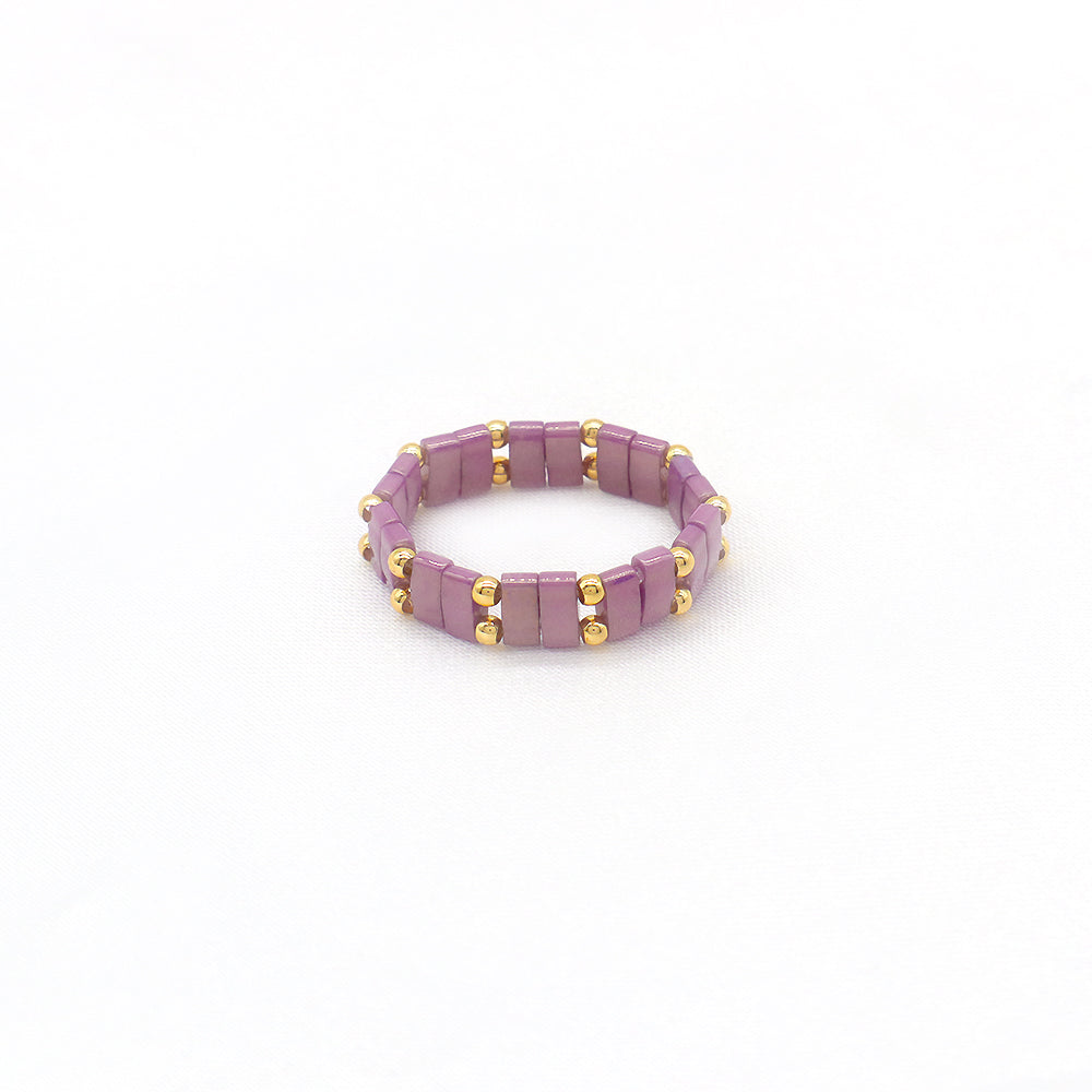 Handmade Customizable Colorful Flat Tila Beads Miyuki Beads Elastic Rings