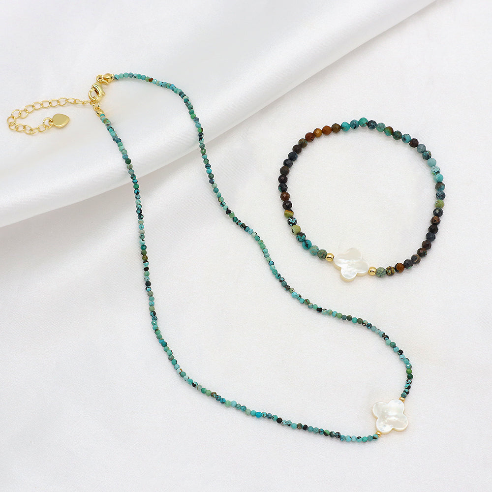 Custom Natural Turquoise Stone Beads 925 Sterling Silver Jewelry Handmade Necklace