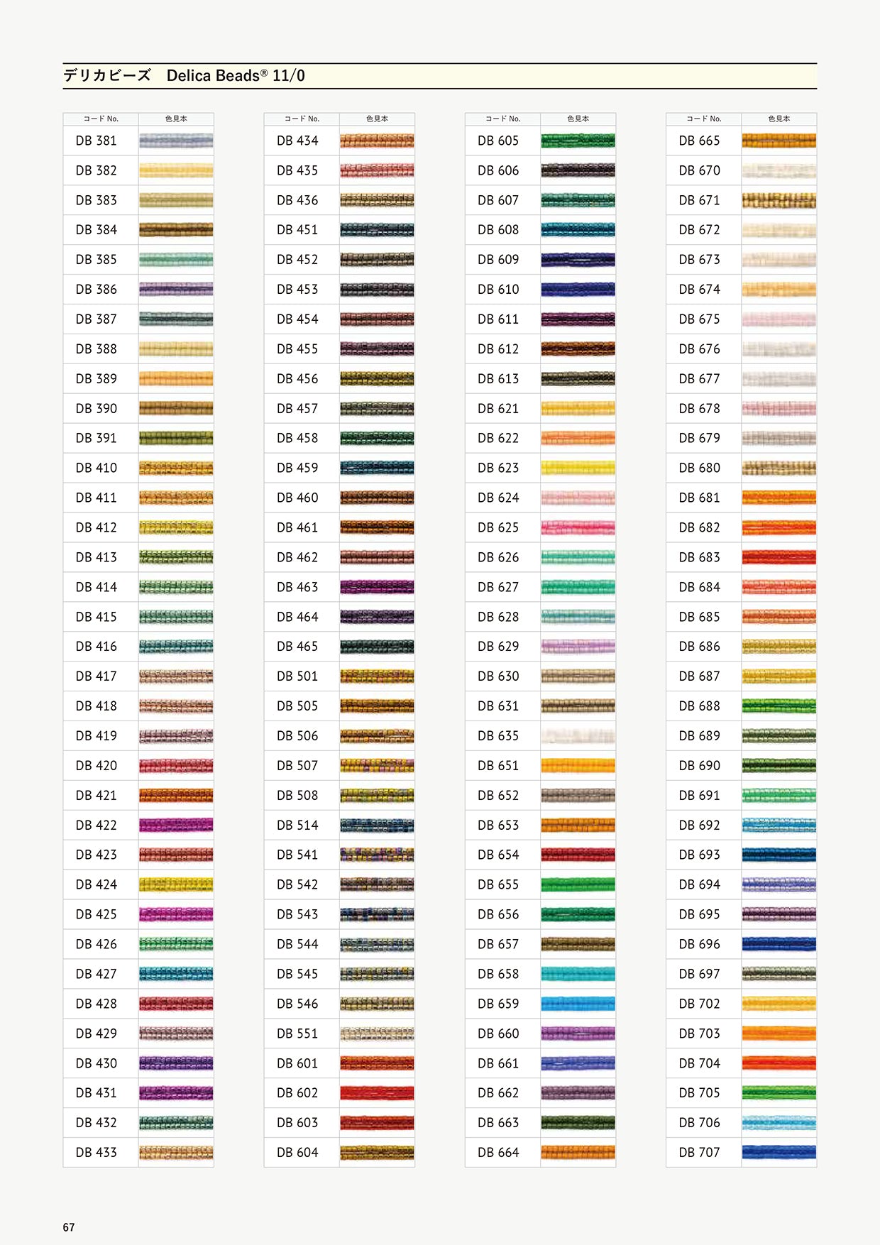 Miyuki Beads Color Card