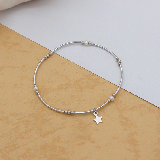 Ttrendy Bracelet High Quality Natural Fresh Water Pearl 925 Sterling Silver Bracelets Beaded Bracelet