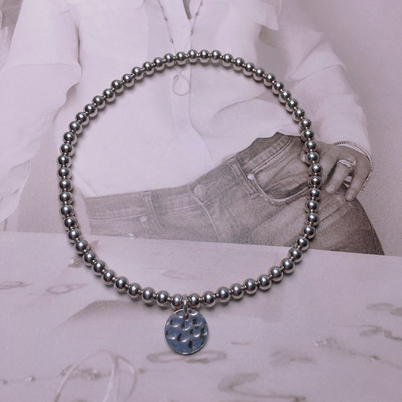 Women Fresh Water Natural Pearl 925 Silver Charms Elastic Beads Bracelet