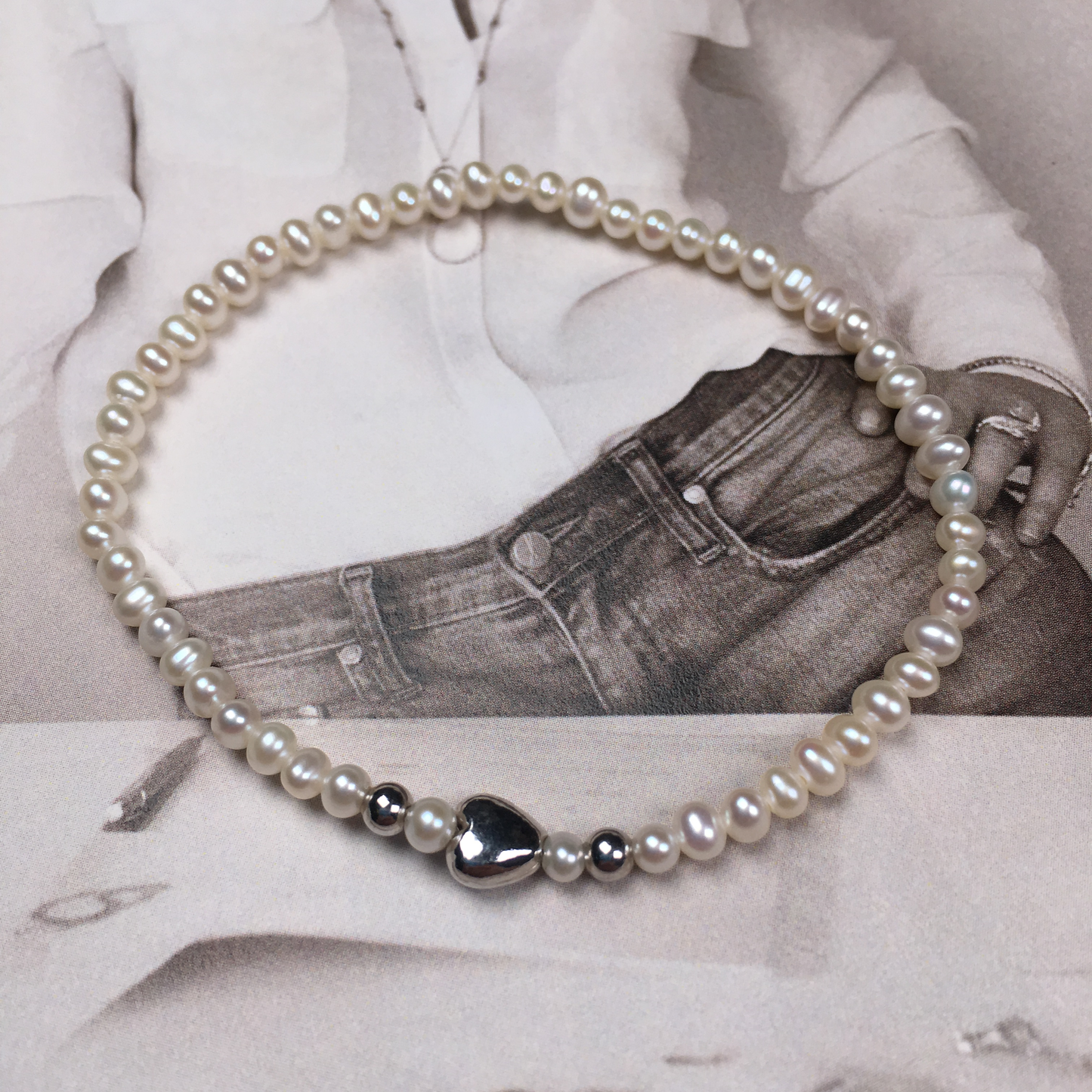 Women Fresh Water Natural Pearl 925 Silver Charms Elastic Beads Bracelet